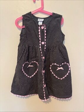 Blueberi Boulevard Black and Pink Heart Pocket Polka Dot Dress